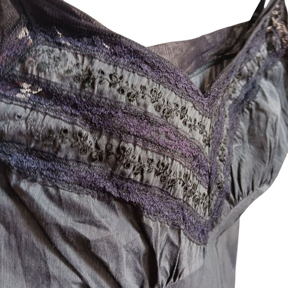 Womens XS 32 Vintage Black Lace Trim Slip Adjustable Straps 1960's Goth Sexy - Picture 4 of 6